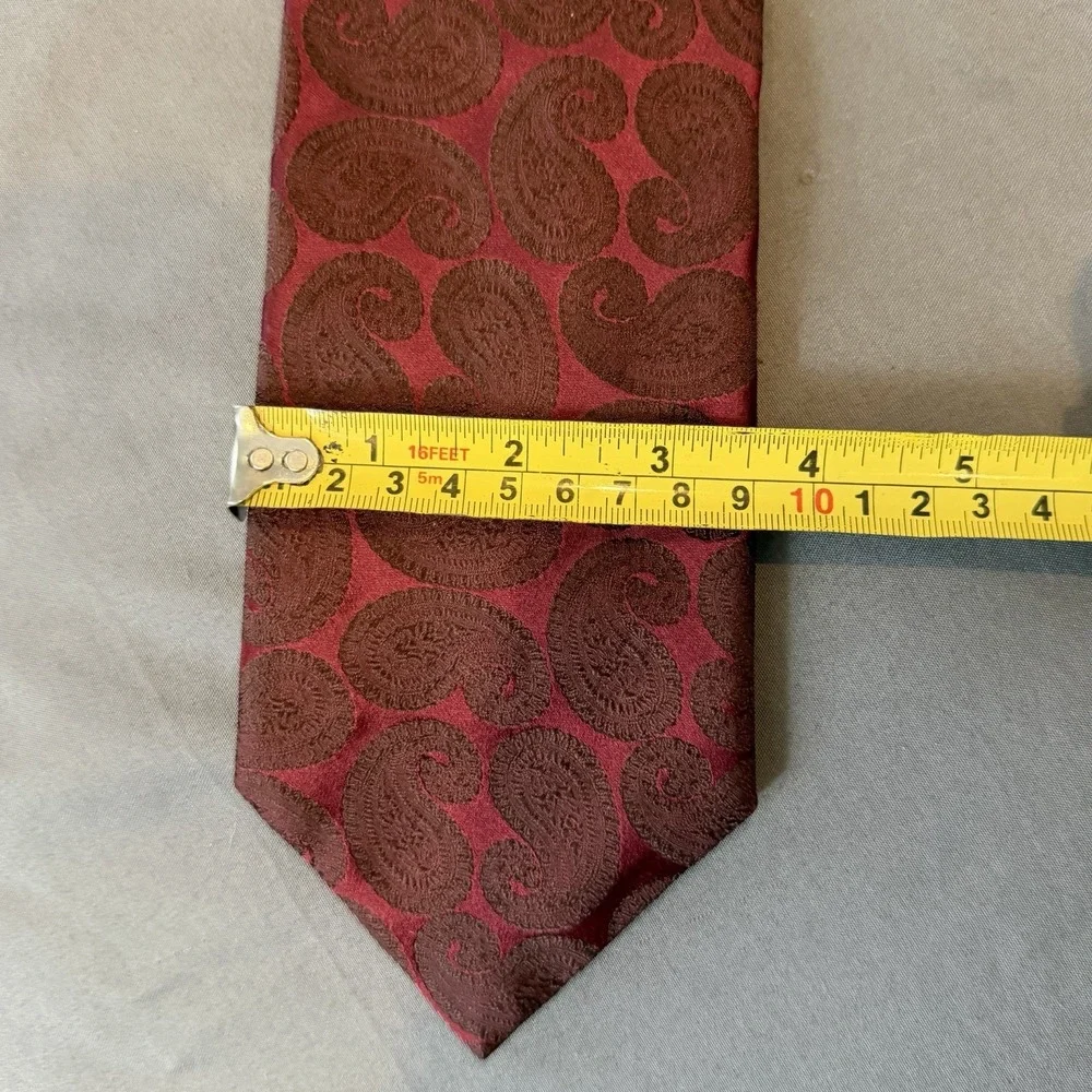 Canali Men's Silk Jacquard Tie Red Paisley Made In Italy Luxury
